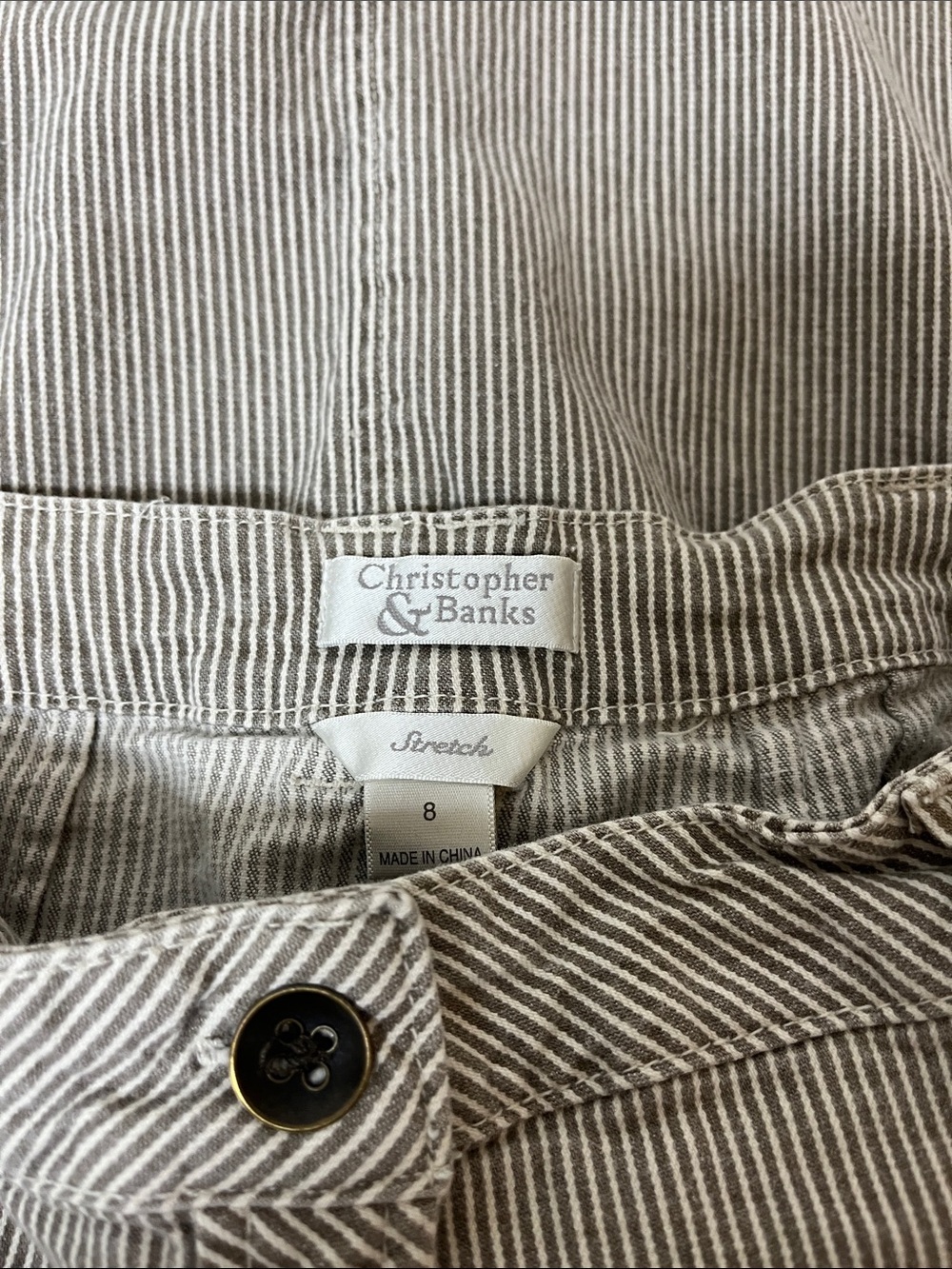 Christopher &banks Striped Button-Front Mini Skirt in Beige women’s size 8 - Picture 3 of 3